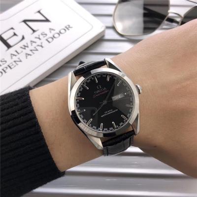 Replica Seamaster A21j Automatic Movement Mens Watch Black Dial Leather Strap E16