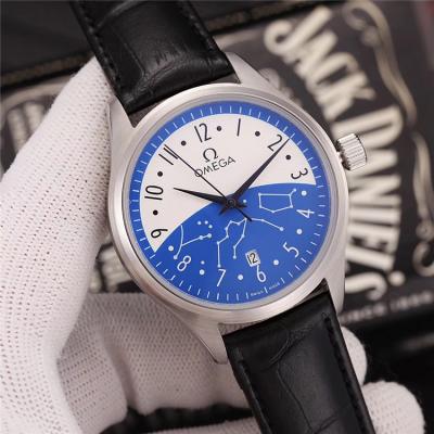 Replica Specialities Japan Miyota 8215 Automatic Mens Watch White Blue Dial Leather Strap E17