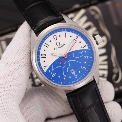 Replica Specialities Japan Miyota 8215 Automatic Mens Watch White Blue Dial Leather Strap E17