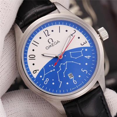 Replica Specialities Japan Miyota 8215 Automatic Mens Watch White Blue Dial Leather Strap E17