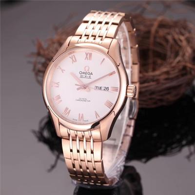 Replica De Ville Japan Miyota 8215 Automatic Movement Mens Watch White Dial Rose Gold B E19