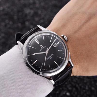 Replica Seamaster Japan Miyota 8215 Automatic Movement Mens Watch Silver Dial Leather Strap A E23