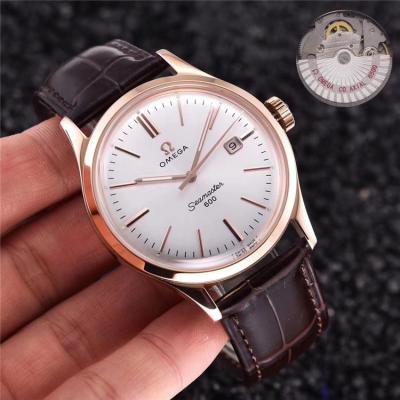 Replica Seamaster Japan Miyota 8215 Automatic Movement Mens Watch Silver Dial Leather Strap A E23