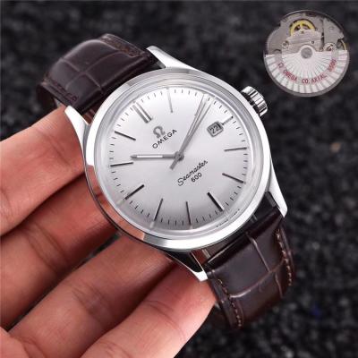 Replica Seamaster Japan Miyota 8215 Automatic Movement Mens Watch Silver Dial Leather Strap A E23