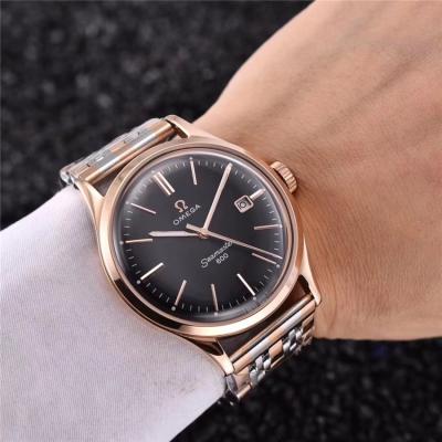 Replica Seamaster Japan Miyota 8215 Automatic Movement Mens Watch Black Dial Two Tone Rose Gold B E23