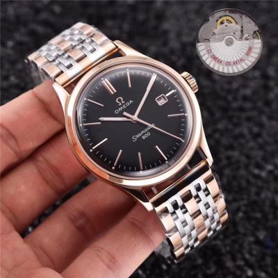 Replica Seamaster Japan Miyota 8215 Automatic Movement Mens Watch Black Dial Two Tone Rose Gold B E23