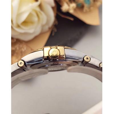 Replica Constellation Swiss Quartz Movement Womens Watch Gold Dial Two Tone Yellow Gold B E24