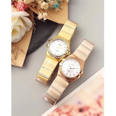 Replica Constellation Swiss Quartz Movement Womens Watch White Dial Yellow Gold C E24