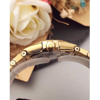 Replica Constellation Swiss Quartz Movement Womens Watch White Dial Yellow Gold C E24