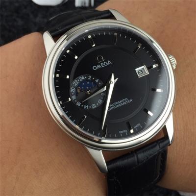 Replica De Ville A2813 Automatic Movement Mens Watch Black Dial Leather Strap B E30