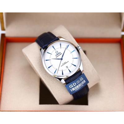 Replica De Ville Japan Miyota 821A Automatic Movement Mens Watch White Dial Leather Strap E37