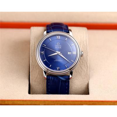 Replica De Ville Japan Miyota 8215 Automatic Movement Mens Watch Blue Dial Leather Strap E38