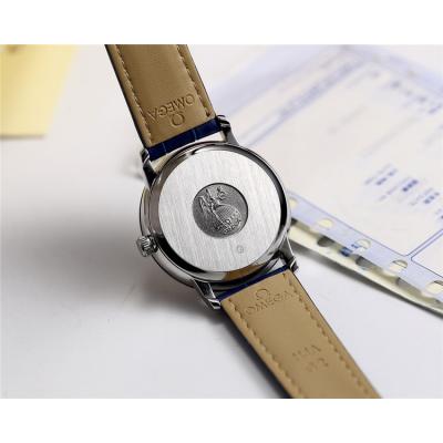 Replica De Ville Japan Miyota 8215 Automatic Movement Mens Watch Blue Dial Leather Strap E38