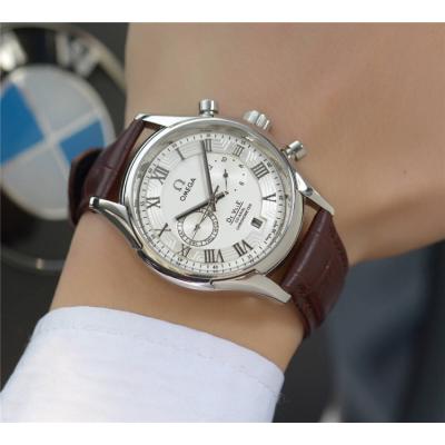 Replica De Ville A21j Automatic Movement Mens Watch White Dial Leather Strap E46