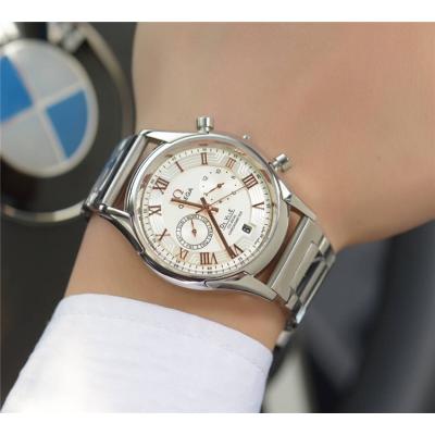 Replica De Ville A21j Automatic Movement Mens Watch White Dial Leather Strap E46