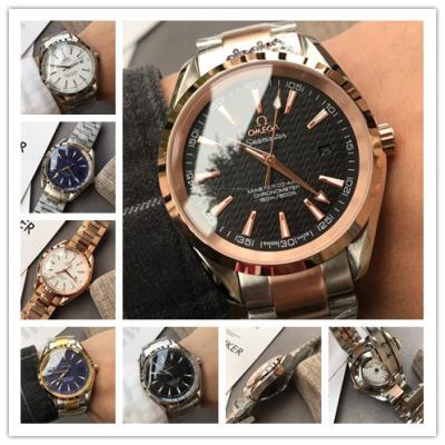 Replica Seamaster A21j Automatic Movement Mens Watch Black Dial Two Tone Rose Gold E47