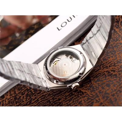 Replica Constellation A21j Automatic Mens Watch White Dial Diamonds Case Two Tone Yellow Gold A E62