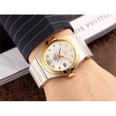 Replica Constellation A21j Automatic Mens Watch White Dial Two Tone Rose Gold B E62