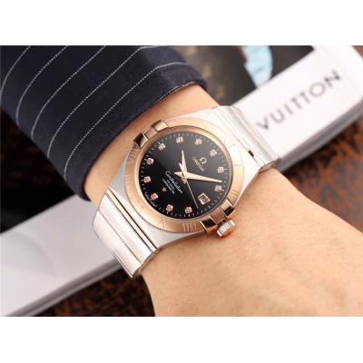 Replica Constellation A21j Automatic Mens Watch White Dial Two Tone Rose Gold B E62