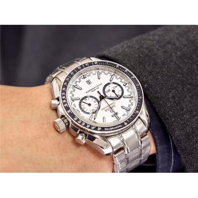 Replica Speedmaster Japan VK Quartz Chronograph Movement Mens Watch White Dial Stainless Steel E65