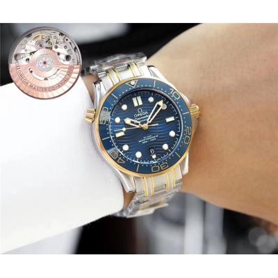 Replica Seamaster Japan Miyota 821A Automatic Movement Mens Watch Blue Dial Two Tone Rose Gold A E71