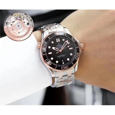 Replica Seamaster Japan Miyota 821A Automatic Movement Mens Watch Blue Dial Two Tone Rose Gold A E71