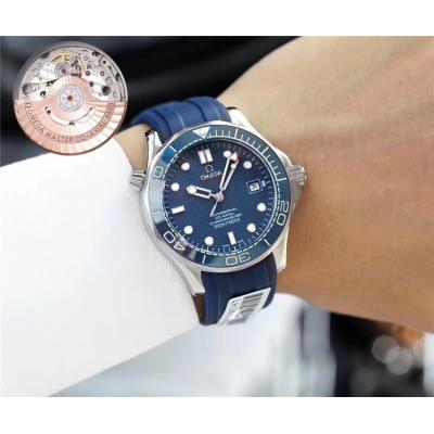 Replica Seamaster Japan Miyota 821A Automatic Movement Mens Watch Blue Dial Rubber Strap C E71