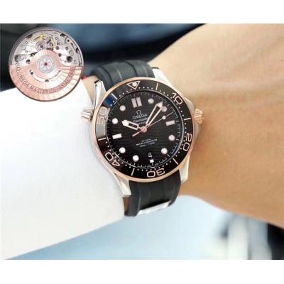 Replica Seamaster Japan Miyota 821A Automatic Movement Mens Watch Black Dial Rubber Strap D E71