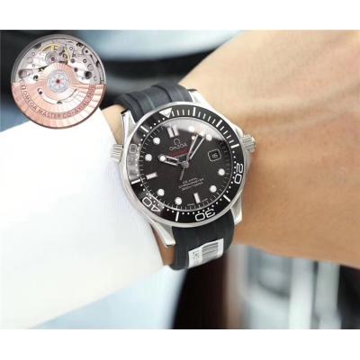 Replica Seamaster Japan Miyota 821A Automatic Movement Mens Watch Black Dial Rubber Strap D E71