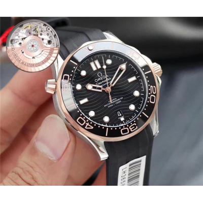 Replica Seamaster Japan Miyota 821A Automatic Movement Mens Watch Black Dial Rubber Strap D E71