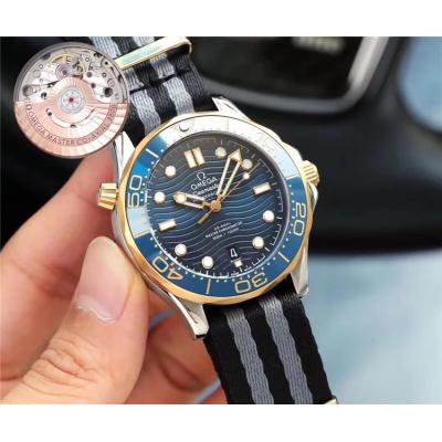 Replica Seamaster Japan Miyota 821A Automatic Movement Mens Watch Blue Dial Nylon Strap F E71