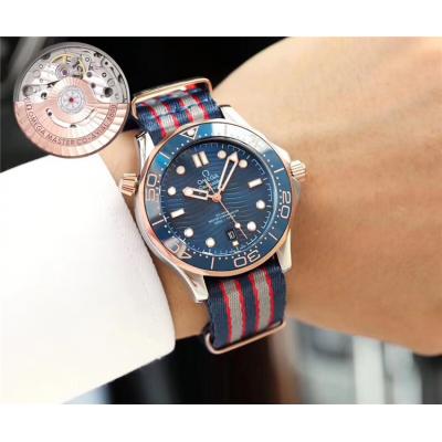 Replica Seamaster Japan Miyota 821A Automatic Movement Mens Watch Blue Dial Nylon Strap F E71