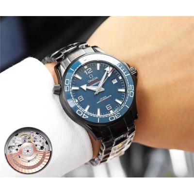 Replica Seamaster Japan Miyota 821A Automatic Movement Mens Watch Blue Dial PVD Steel I E71