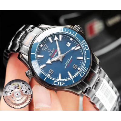 Replica Seamaster Japan Miyota 821A Automatic Movement Mens Watch Blue Dial PVD Steel I E71