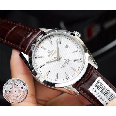 Replica Seamaster Japan Miyota 821A Automatic Movement Mens Watch White Dial Leather Strap E73