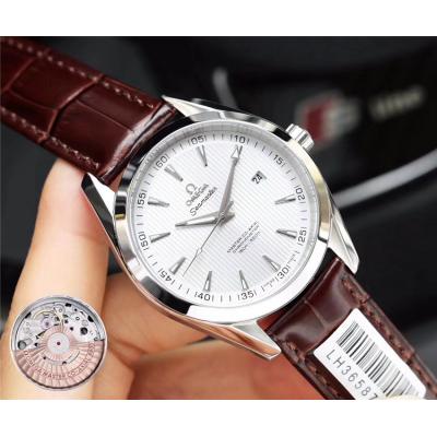 Replica Seamaster Japan Miyota 821A Automatic Movement Mens Watch White Dial Leather Strap E73