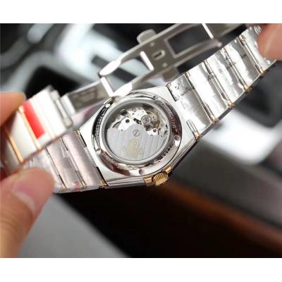 Replica Constellation Japan Miyota 821A Automatic Movement Mens Watch Black Dial Diamonds Case Stainless Steel A E74