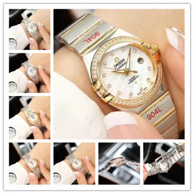 Replica Constellation NH05 Automatic Movement Womens Watch Silver Dial Diamonds Case Two Tone Yellow Gold B E74