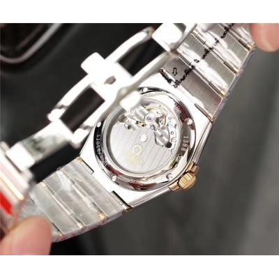 Replica Constellation Japan Miyota 821A Automatic Movement Mens Watch Silver Dial Two Tone Rose Gold C E74