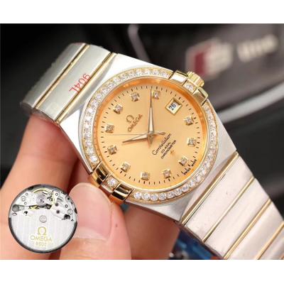 Replica Constellation Japan Miyota 821A Automatic Movement Mens Watch Silver Dial Two Tone Rose Gold C E74