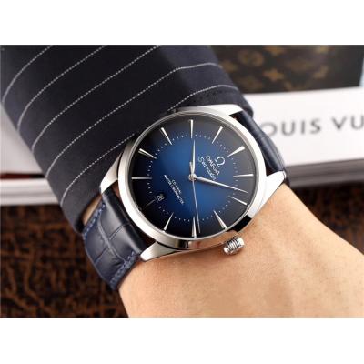 Replica Seamaster Japan Miyota 821A Automatic Movement Mens Watch Blue Dial Leather Strap E77