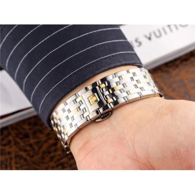 Replica De Ville Japan Miyota 8215 Automatic Movement Mens Watch Silver Dial Two Tone Yellow Gold A E78