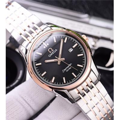 Replica De Ville Japan Quartz Movement Mens Watch Black Dial Two Tone Rose Gold E80