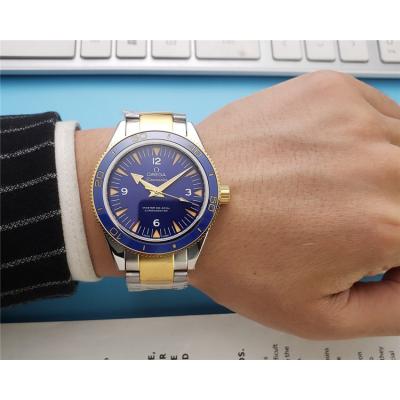 Replica Seamaster A21j Automatic Movement Mens Watch Black Dial Two Tone Yellow Gold B E82