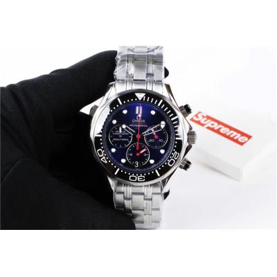 Replica Seamaster Japan Quartz Chronograph Movement Mens Watch Black Dial Stainless Steel E87