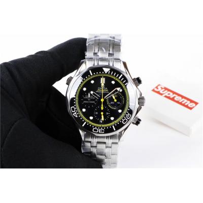 Replica Seamaster Japan Quartz Chronograph Movement Mens Watch Black Dial Stainless Steel E87