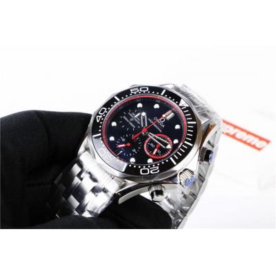 Replica Seamaster Japan Quartz Chronograph Movement Mens Watch Black Dial Stainless Steel E87