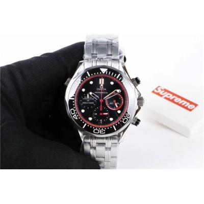 Replica Seamaster Japan Quartz Chronograph Movement Mens Watch Black Dial Stainless Steel E87