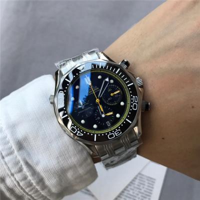 Replica Seamaster Japan Quartz Chronograph Movement Mens Watch Black Dial Stainless Steel E88