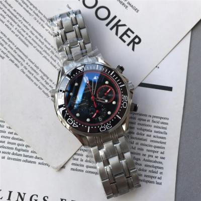 Replica Seamaster Japan Quartz Chronograph Movement Mens Watch Black Dial Stainless Steel E88